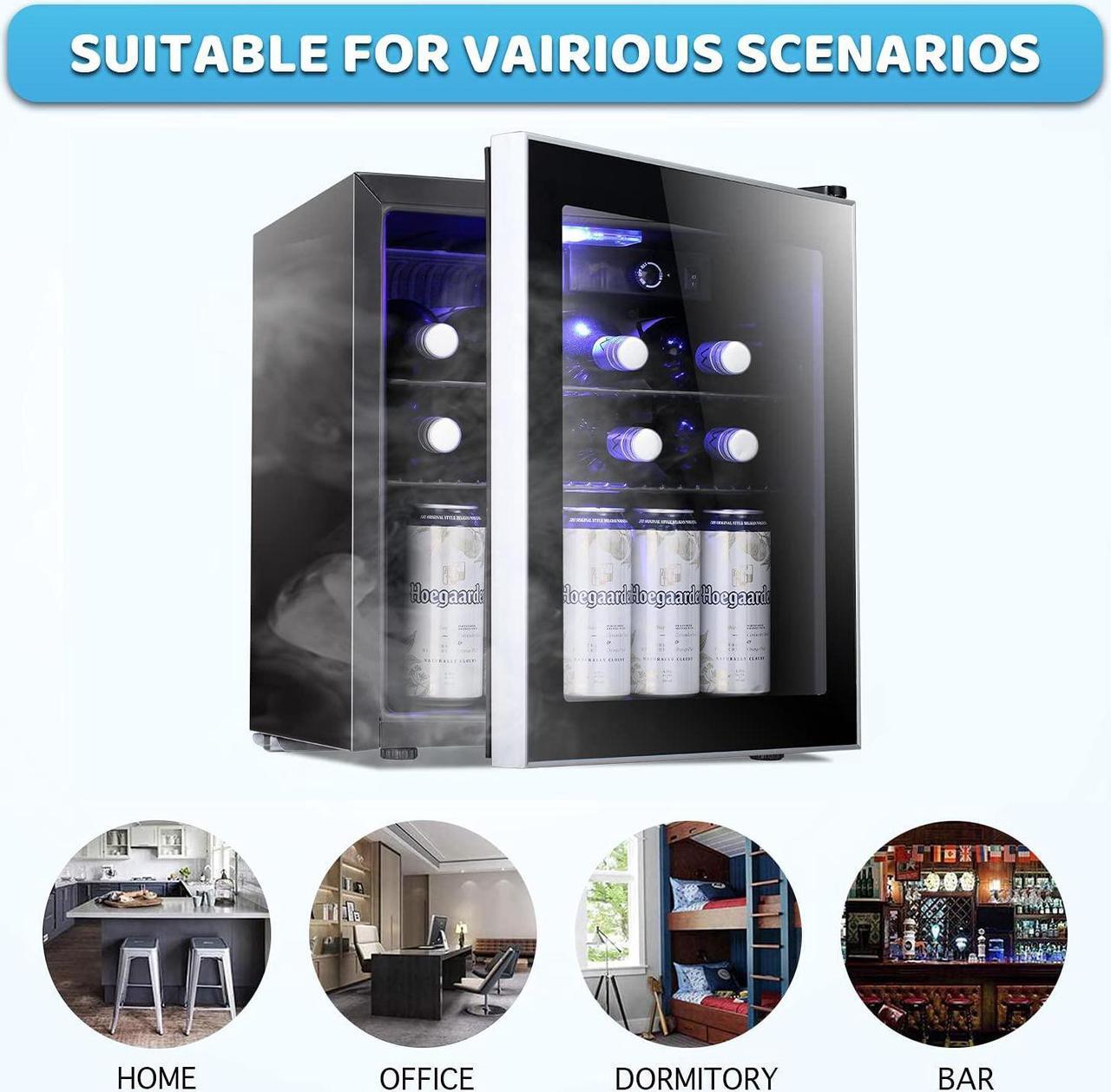 Alt view image 2 of 7 - Antarctic Star Mini Fridge Cooler - 60 Can Beverage Refrigerator Glass Door for Beer Soda or Wine  Glass Door Small Drink Dispenser Machine Clear Front Removable for Home, Office or Bar (1.6cu.ft)