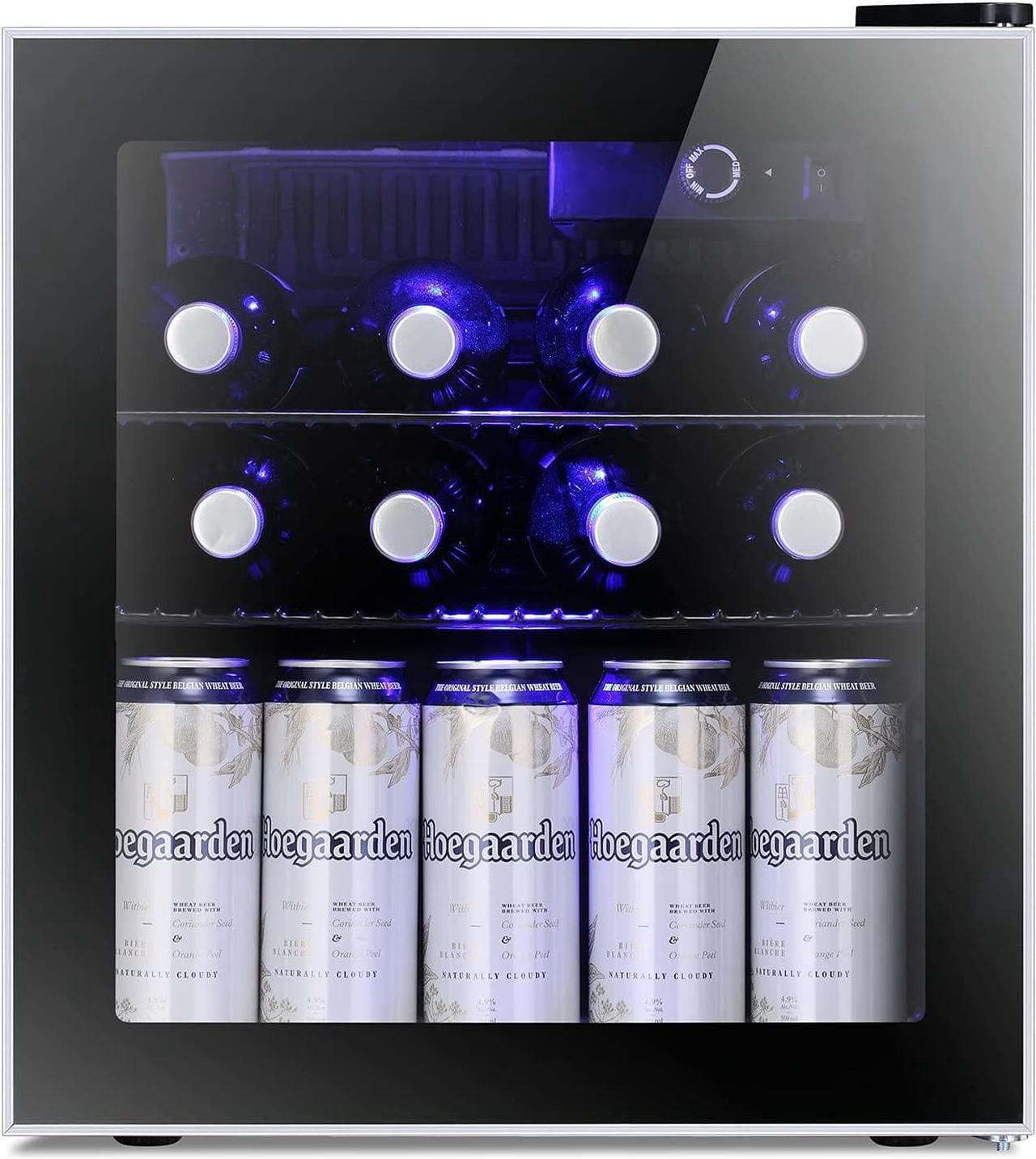 Main image of Antarctic Star Mini Fridge Cooler - 60 Can Beverage Refrigerator Glass Door for Beer Soda or Wine  Glass Door Small Drink Dispenser Machine Clear Front Removable for Home, Office or Bar (1.6cu.ft)