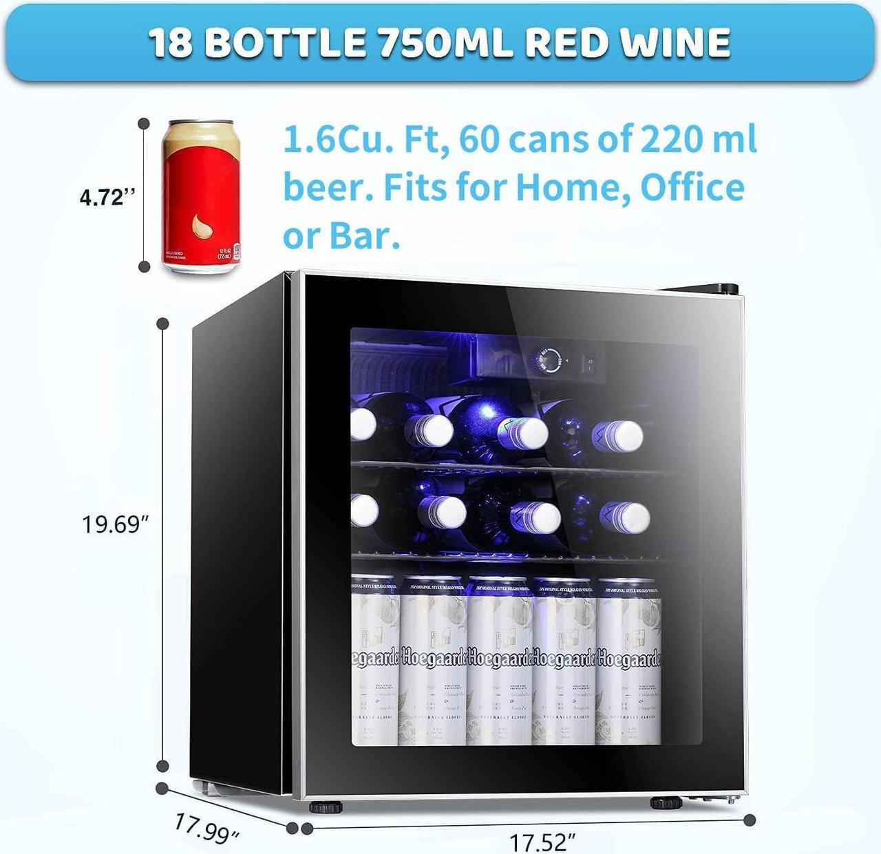 Alt view image 4 of 7 - Antarctic Star Mini Fridge Cooler - 60 Can Beverage Refrigerator Glass Door for Beer Soda or Wine  Glass Door Small Drink Dispenser Machine Clear Front Removable for Home, Office or Bar (1.6cu.ft)