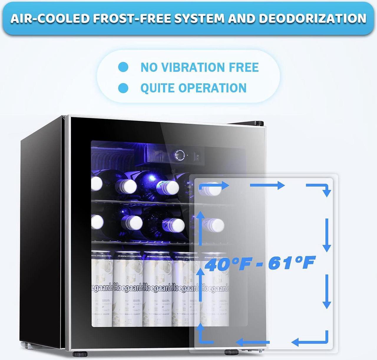 Alt view image 6 of 7 - Antarctic Star Mini Fridge Cooler - 60 Can Beverage Refrigerator Glass Door for Beer Soda or Wine  Glass Door Small Drink Dispenser Machine Clear Front Removable for Home, Office or Bar (1.6cu.ft)
