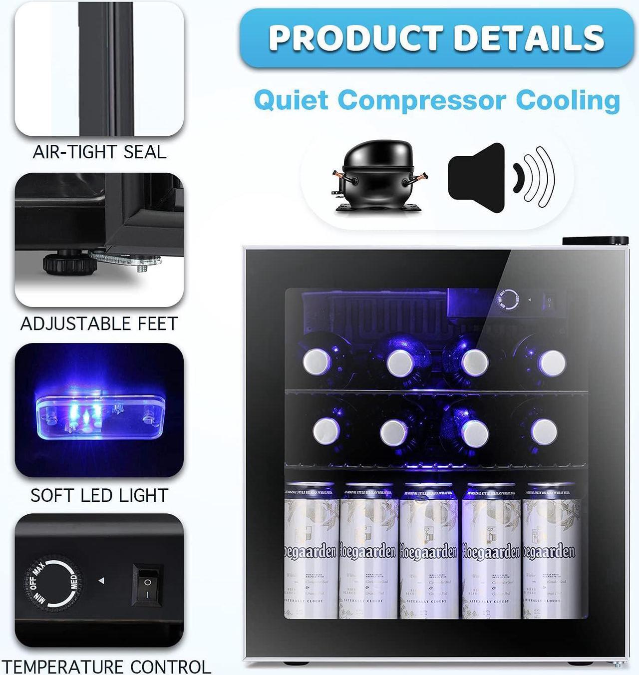 Alt view image 5 of 7 - Antarctic Star Mini Fridge Cooler - 60 Can Beverage Refrigerator Glass Door for Beer Soda or Wine  Glass Door Small Drink Dispenser Machine Clear Front Removable for Home, Office or Bar (1.6cu.ft)