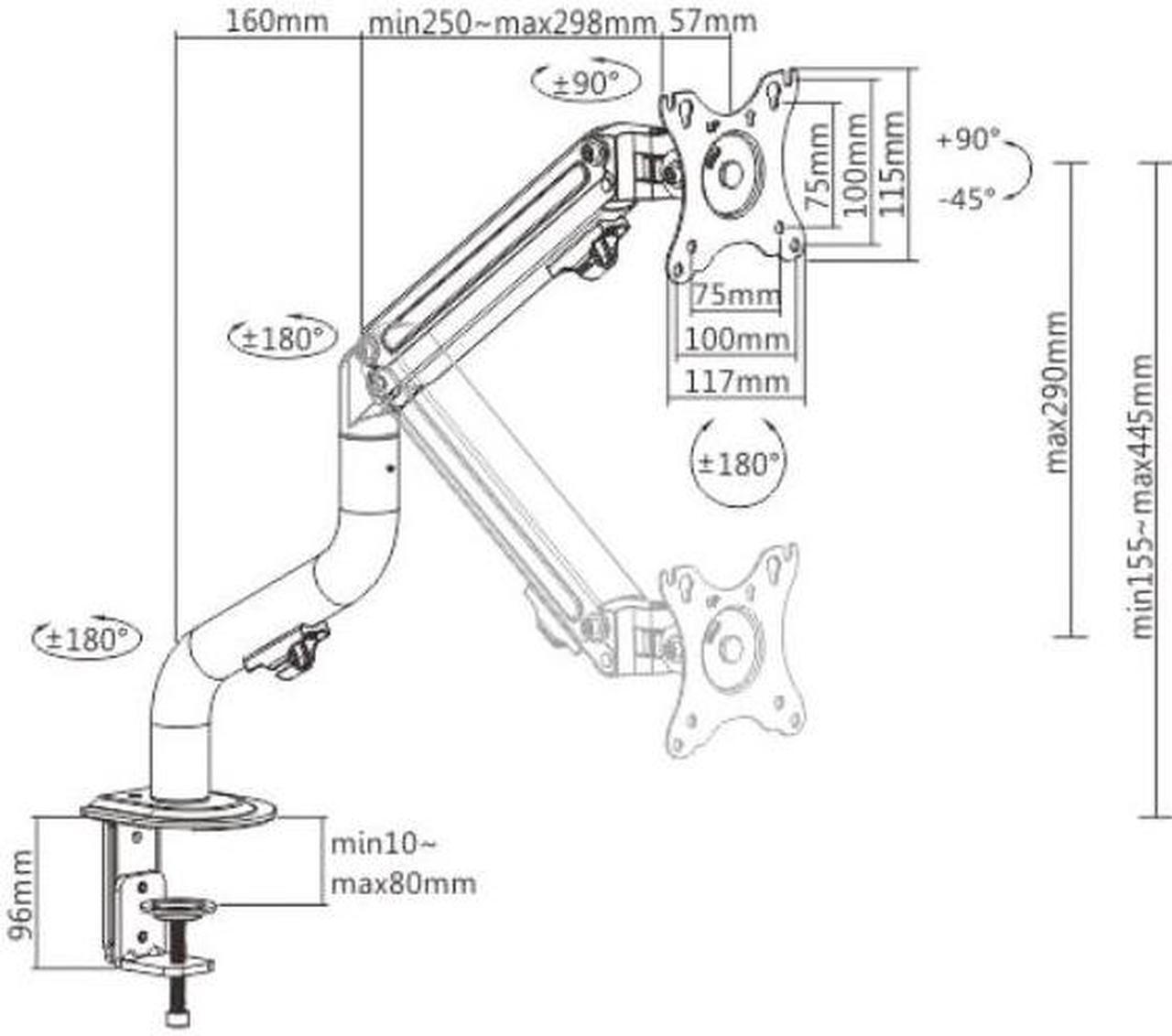 Alt view image 2 of 4 - SINGLE LCD MONITOR DESK STAND MOUNT BRACKET SPRING ASSISTED 17-32"