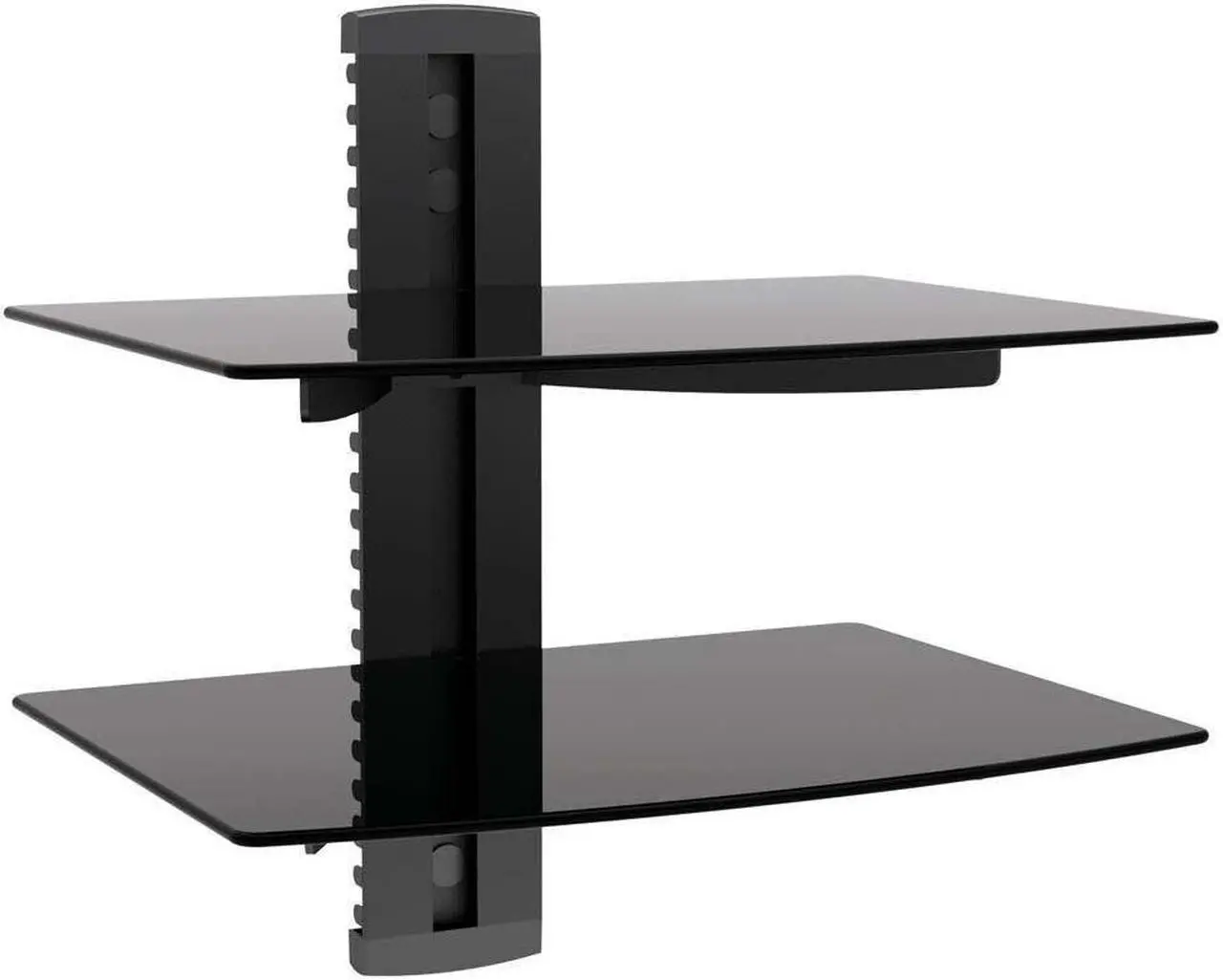 Main image of 2 TIER DUAL GLASS SHELF WALL MOUNT UNDER TV CABLE BOX COMPONENT DVR DVD BRACKET