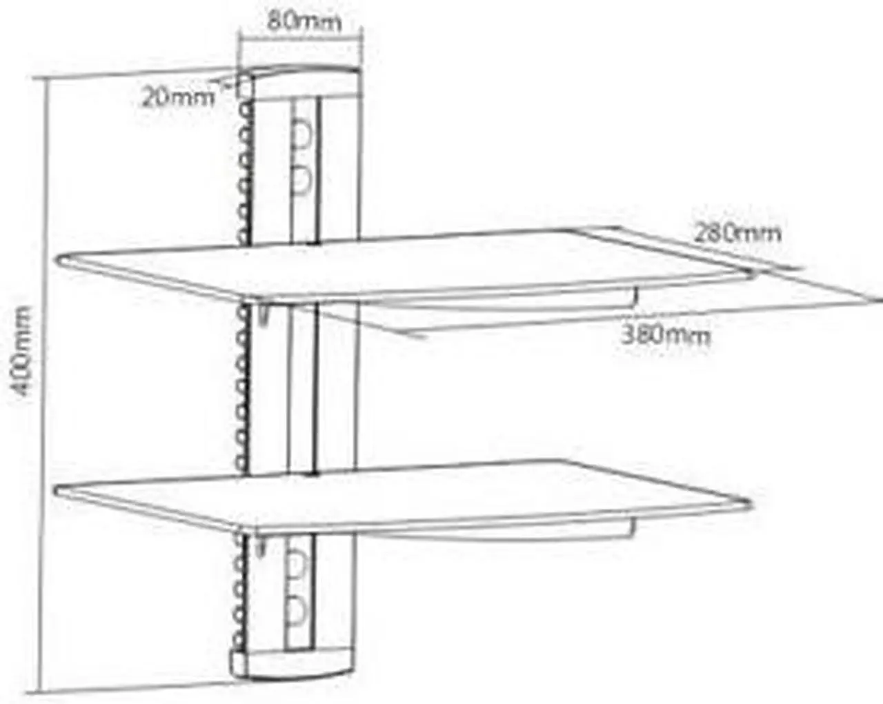 Alt view image 2 of 2 - 2 TIER DUAL GLASS SHELF WALL MOUNT UNDER TV CABLE BOX COMPONENT DVR DVD BRACKET