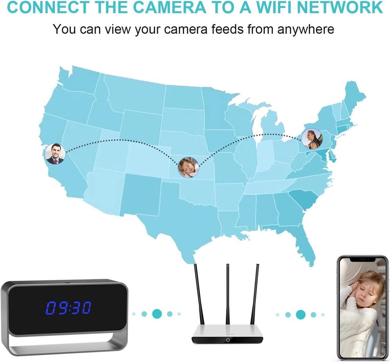 Alt view image 2 of 6 - GooSpy Hidden Camera Clock WiFi Spy Camera FHD1080P Wireless Secret Nanny Cam Small Surveillance Security Cams Enhanced Night Vision Motion Detection Alert