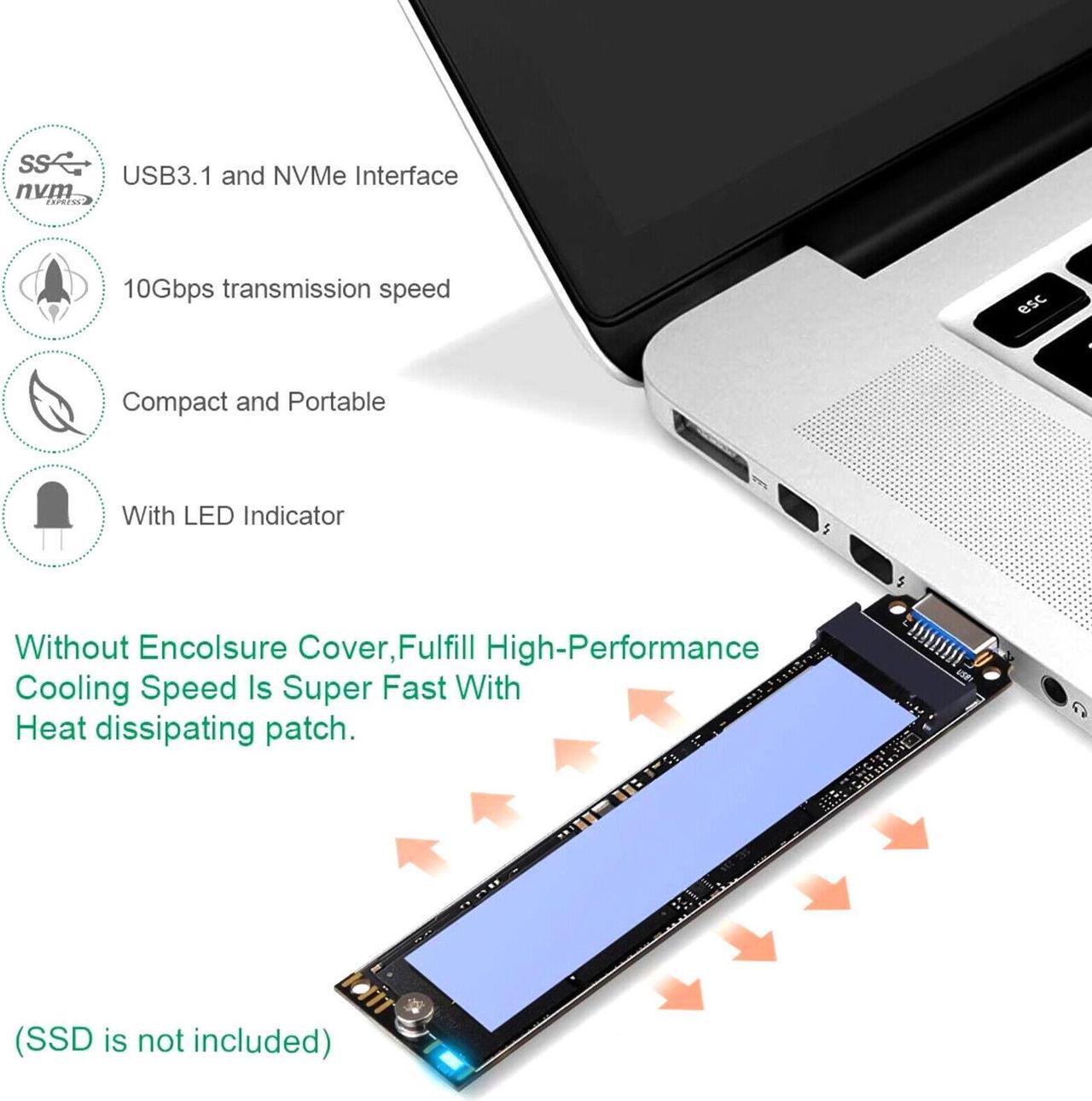 Alt view image 4 of 7 - M.2 NVME SSD to USB 3.1 Adapter Hard Drive for PCIe NVMe Based M Key B+M Key SSD