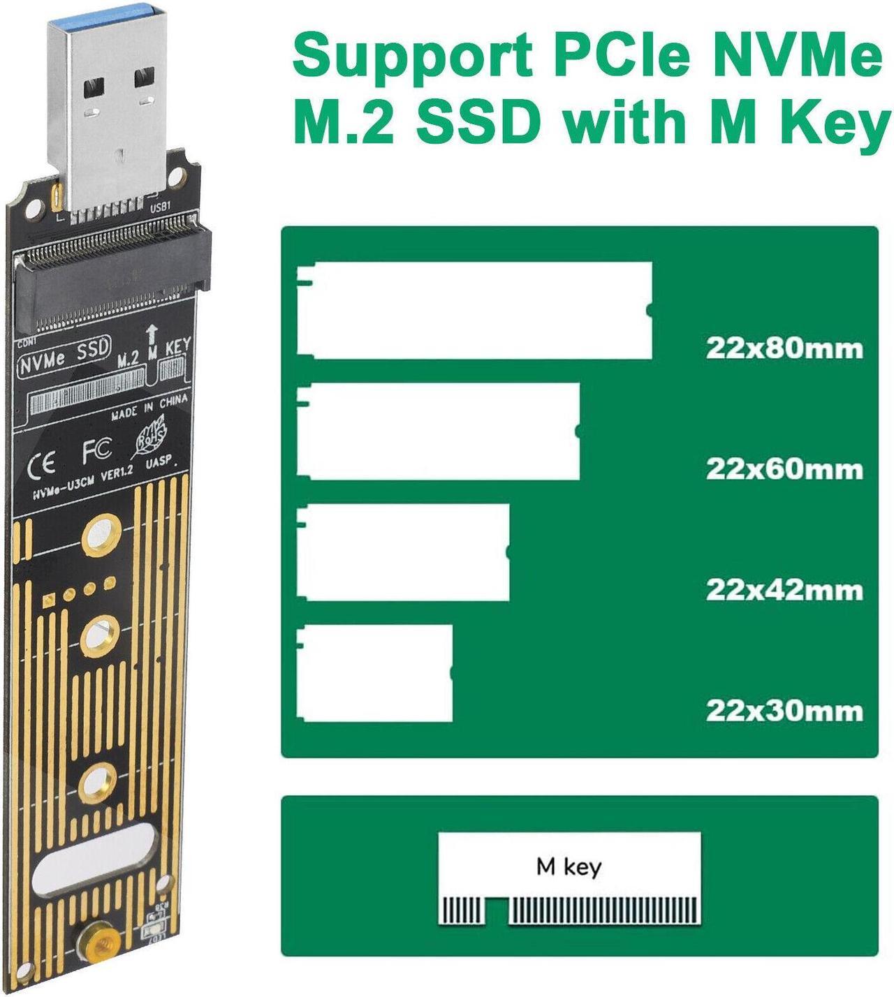 Alt view image 3 of 7 - M.2 NVME SSD to USB 3.1 Adapter Hard Drive for PCIe NVMe Based M Key B+M Key SSD