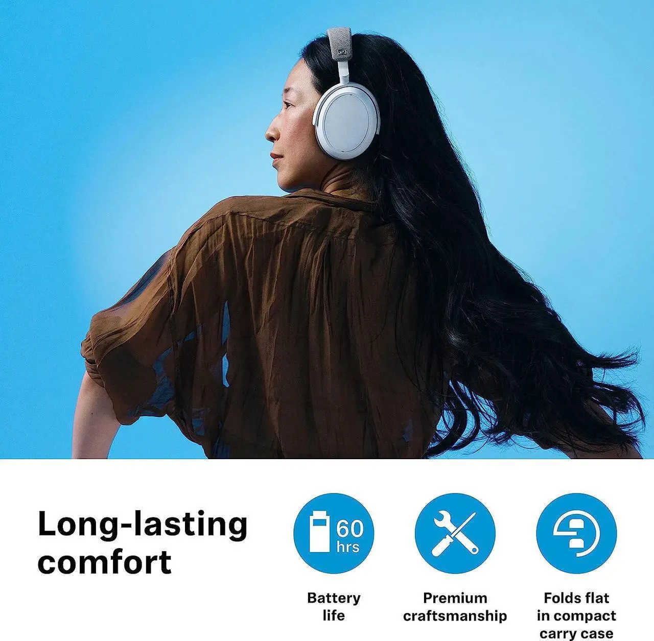 Alt view image 6 of 7 - Sennheiser Momentum 4 Wireless Headphones - Bluetooth Headset for Crystal-Clear Calls with Adaptive Noise Cancellation, 60h Battery Life, Customizable Sound - White )