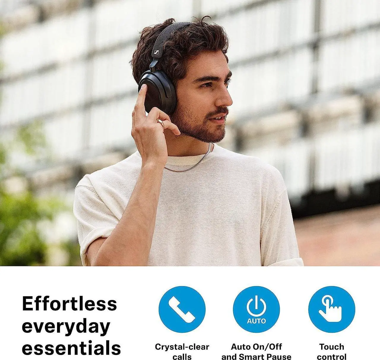 Alt view image 7 of 7 - Sennheiser Momentum 4 Wireless Headphones - Bluetooth Headset for Crystal-Clear Calls with Adaptive Noise Cancellation, 60h Battery Life, Customizable Sound - White )