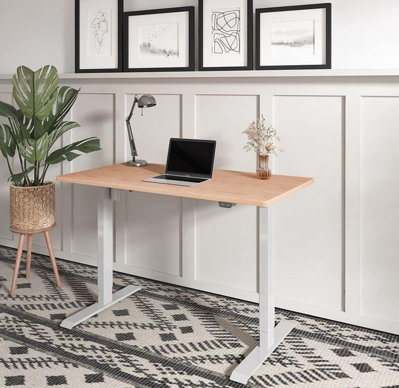 Alt view image 2 of 5 - FLEXISPOT EC1 Height Adjustable Desk 55 x 28 inch Electric Standing Desk Whole-Piece Desk Board Stand Up Desk for Home Office (Gray Frame + 55" Natural Top)