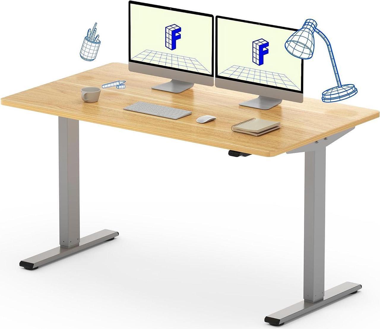 Main image of FLEXISPOT EC1 Height Adjustable Desk 55 x 28 inch Electric Standing Desk Whole-Piece Desk Board Stand Up Desk for Home Office (Gray Frame + 55" Natural Top)