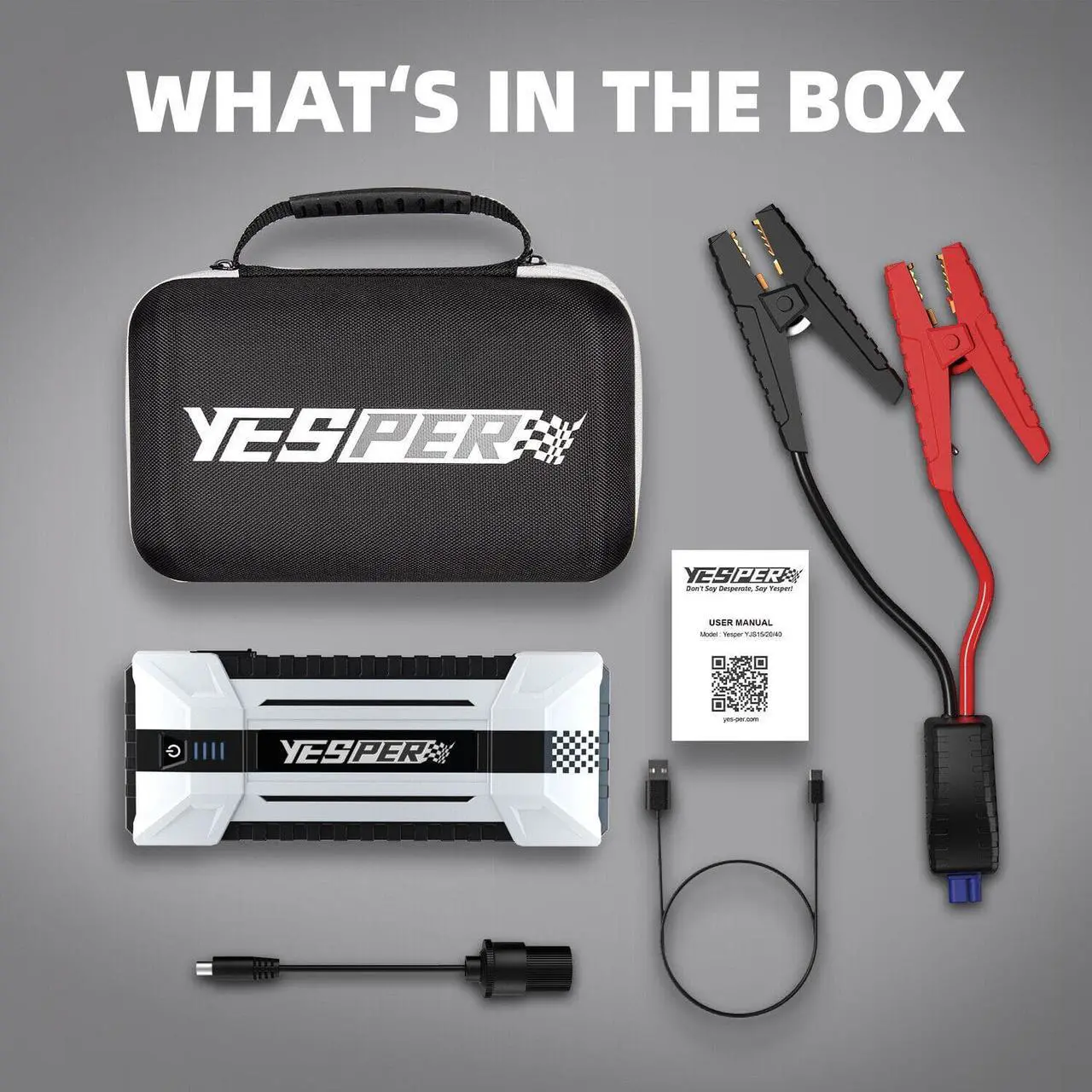 Alt view image 7 of 7 - YESPER 2160A Car Battery Jump Starter 16000mAh start 12V Vehicles up to 9.0L Gas and 7.0L Diesel Engine Portable Battery Pack