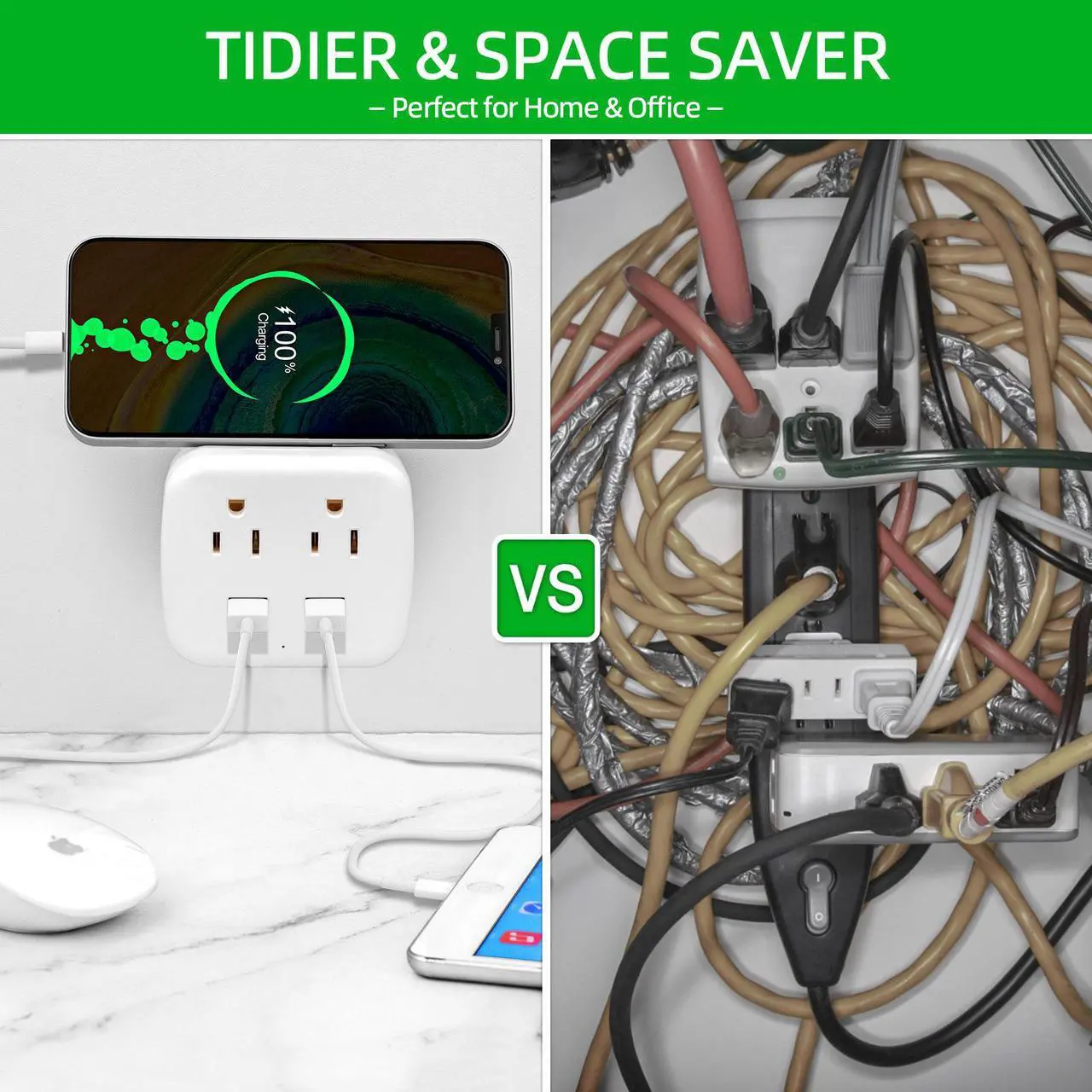 Alt view image 5 of 6 - BBJY Wall Socket Extender With 2 USB,  And 2 Sockets, Multi-Plug Wall Power Strip, Cruise Essentials For Traveling Boats, Home Essentials