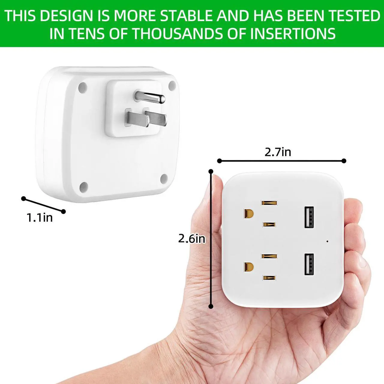 Alt view image 4 of 6 - BBJY Wall Socket Extender With 2 USB,  And 2 Sockets, Multi-Plug Wall Power Strip, Cruise Essentials For Traveling Boats, Home Essentials