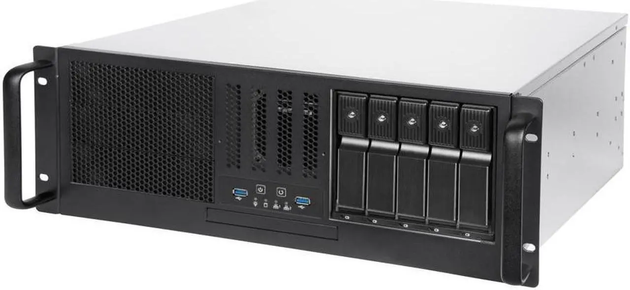 Alt view image 7 of 13 - SilverStone Technology RM41-H08 4U Rackmount Server Case with 5 x 3.5 Hot-Swappable Bay and 3 x 5.25 Bays with USB 3.1 Gen 1 RM41-H08-x
