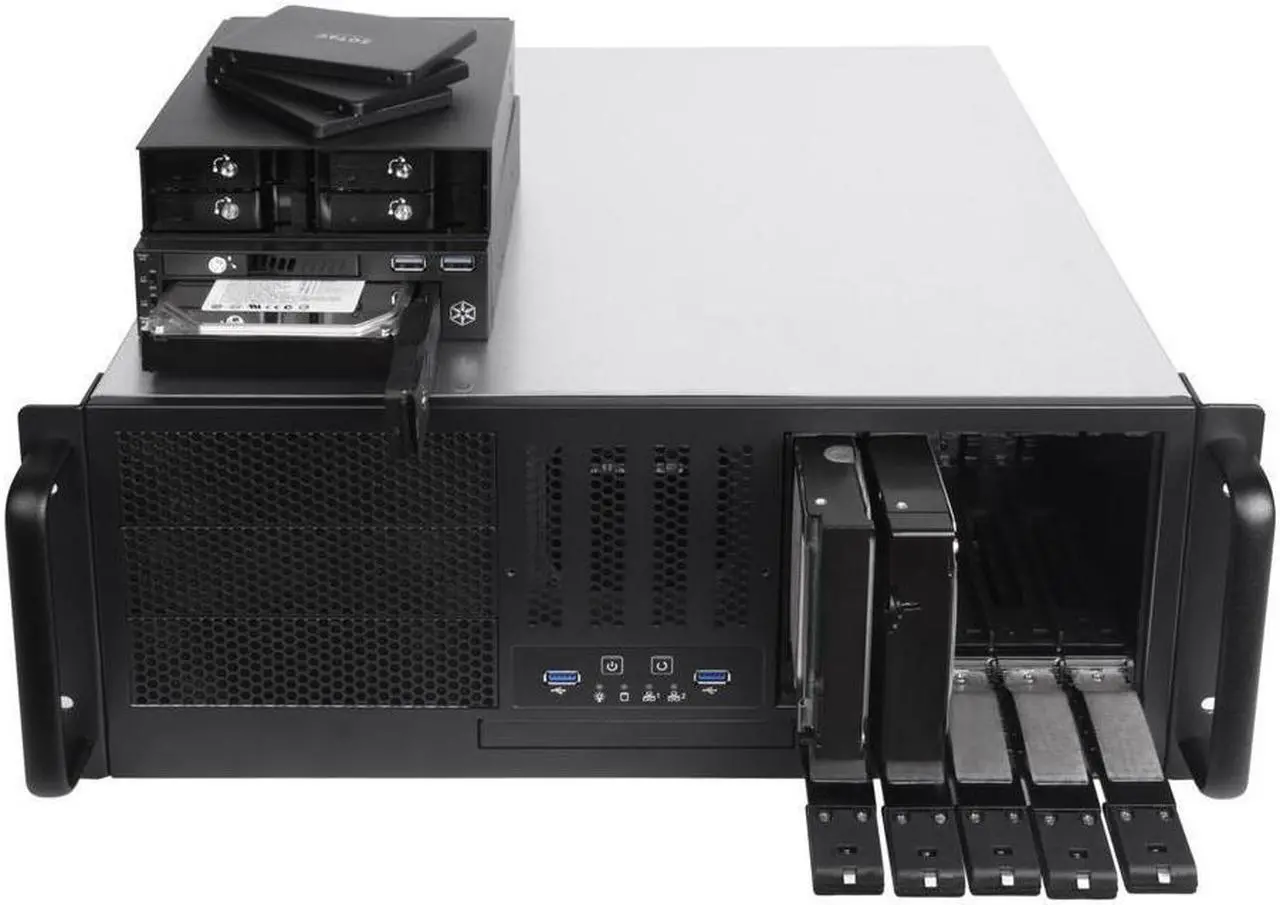 Alt view image 11 of 13 - SilverStone Technology RM41-H08 4U Rackmount Server Case with 5 x 3.5 Hot-Swappable Bay and 3 x 5.25 Bays with USB 3.1 Gen 1 RM41-H08-x