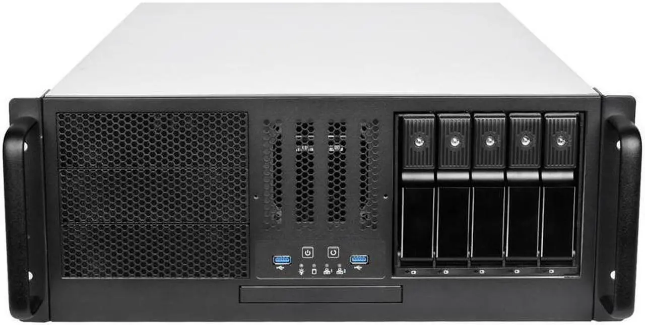 Alt view image 12 of 13 - SilverStone Technology RM41-H08 4U Rackmount Server Case with 5 x 3.5 Hot-Swappable Bay and 3 x 5.25 Bays with USB 3.1 Gen 1 RM41-H08-x