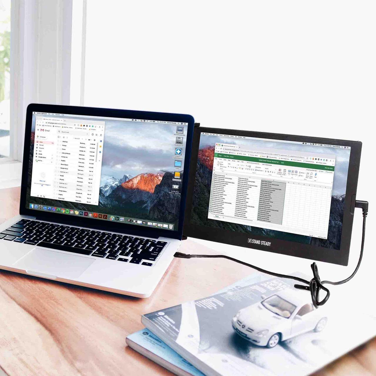 Alt view image 3 of 7 - SideTrak Slide Portable Monitor for Laptop 12.5” FHD 1080P IPS Attachable Second Laptop Screen | Efficient USB Power | Compatible with Mac, PC, Chrome 13”-17” Laptops | Patent Pending