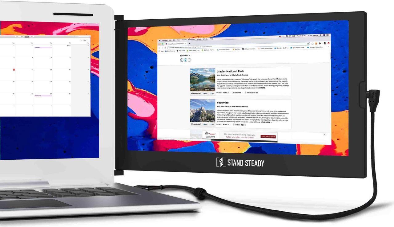 Alt view image 2 of 7 - SideTrak Slide Portable Monitor for Laptop 12.5” FHD 1080P IPS Attachable Second Laptop Screen | Efficient USB Power | Compatible with Mac, PC, Chrome 13”-17” Laptops | Patent Pending