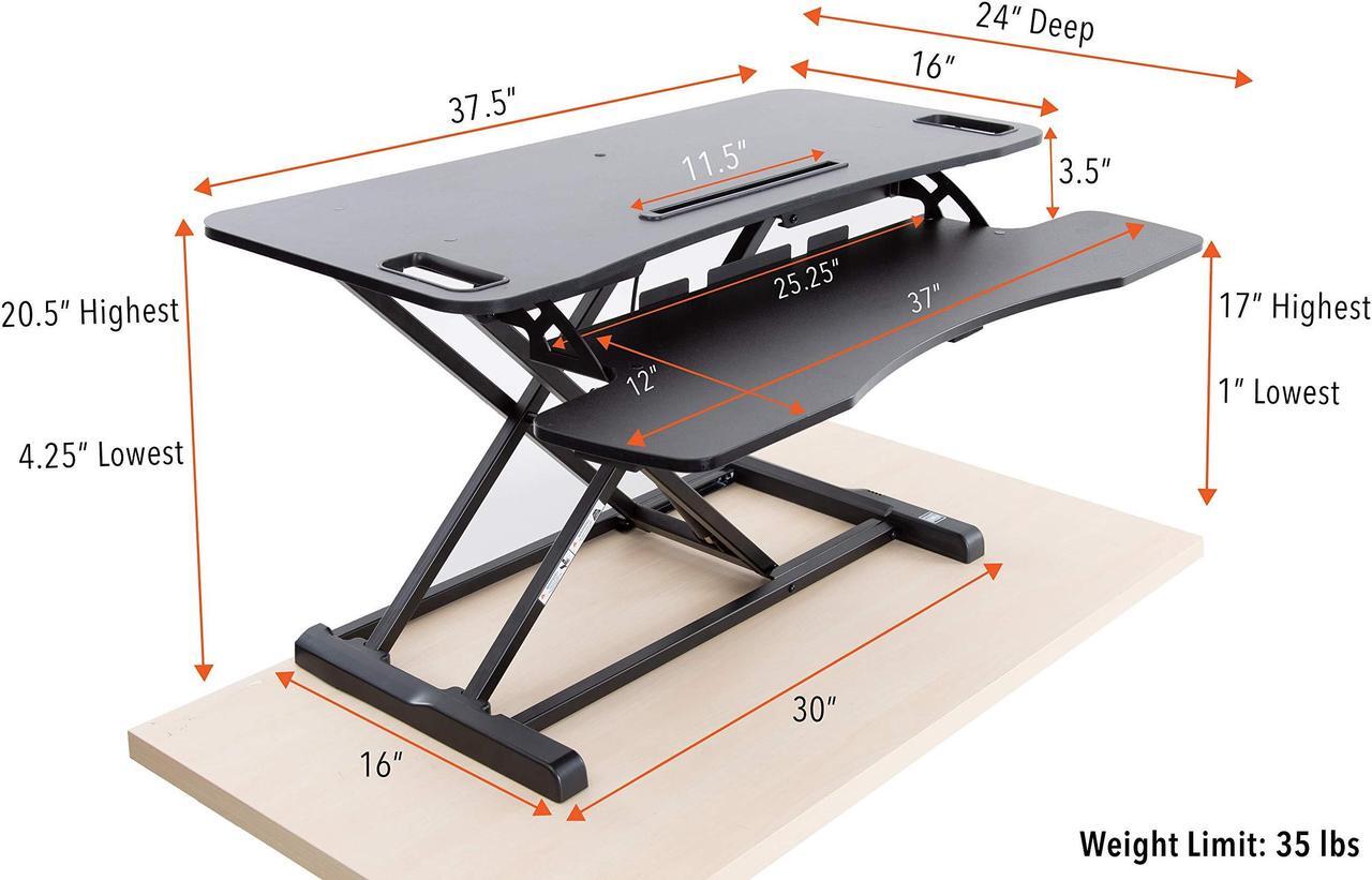 Alt view image 5 of 7 - Stand Steady FlexPro Hero Standing Desk Converter - 37" Sit to Stand Desk with Keyboard Tray