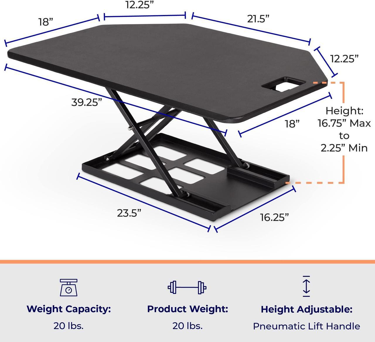 Alt view image 7 of 8 - Stand Steady X-Elite Pro | Premier Corner Standing Desk Converter | Extra Large 40 Inch Sit to Stand Desk | Fully Assembled | Height Adjustable Desk Converter for Cubicles and L-Shaped Desks (Black)