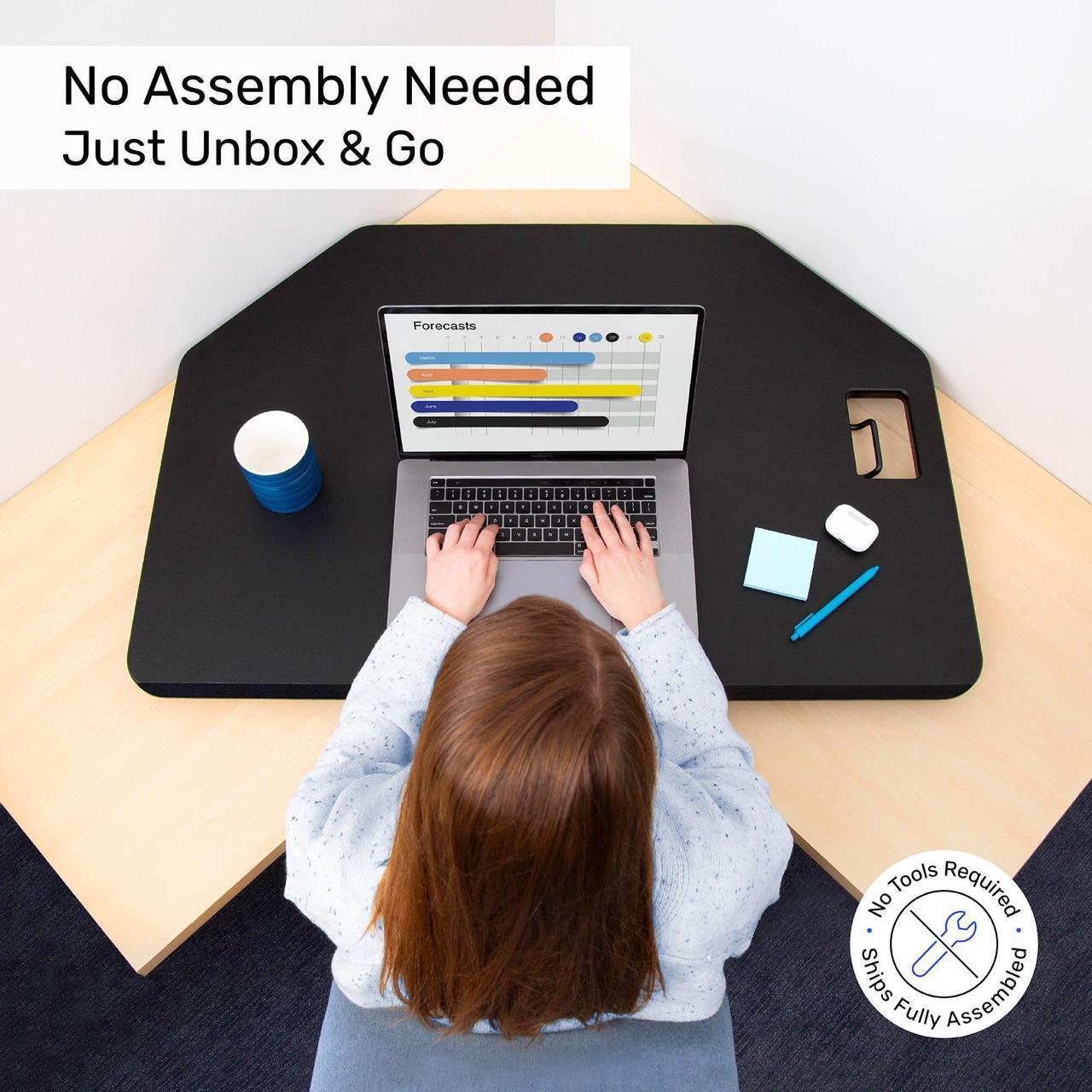 Alt view image 6 of 8 - Stand Steady X-Elite Pro | Premier Corner Standing Desk Converter | Extra Large 40 Inch Sit to Stand Desk | Fully Assembled | Height Adjustable Desk Converter for Cubicles and L-Shaped Desks (Black)