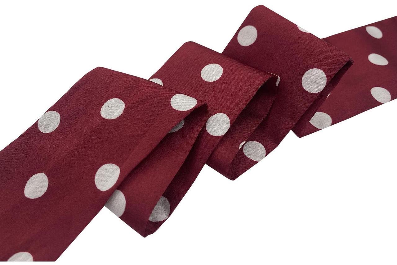 Alt view image 4 of 6 - Women Polka Dots Skinny Scarf, Long Skinny Neck Tie For Scarves bags / Waist Belt NWJ-8 (white and Black polka dot)