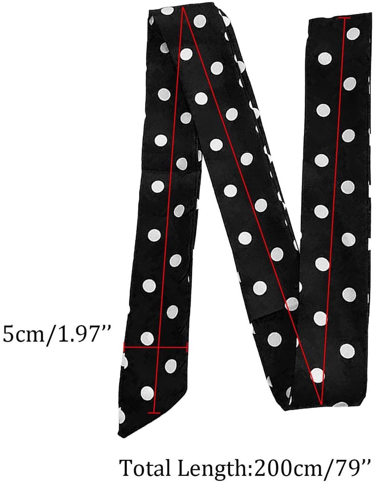 Alt view image 5 of 6 - Women Polka Dots Skinny Scarf, Long Skinny Neck Tie For Scarves bags / Waist Belt NWJ-8 (white and Black polka dot)
