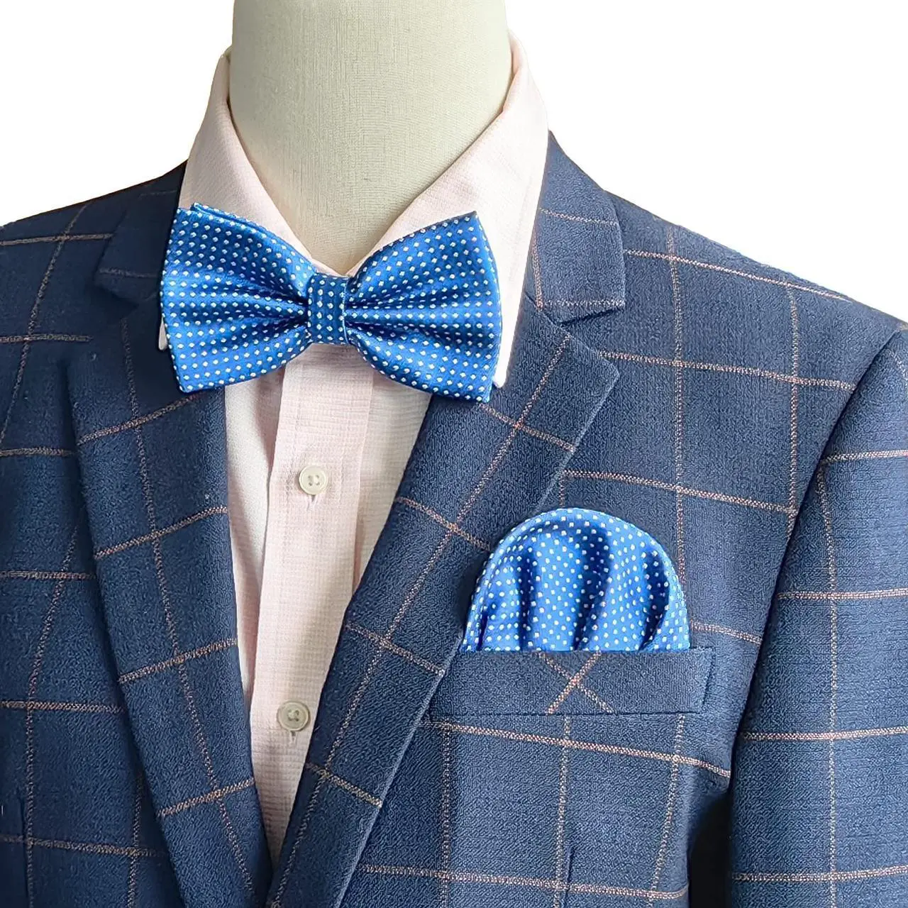 Alt view image 4 of 5 - SYAYA Formal Tuxedo Polka Dots Bow Tie, Teen Boy Pre Tied Classic Tux Bowtie For Father or Easter Day Necktie M-B-T1 (Royal Blue With White Dot)