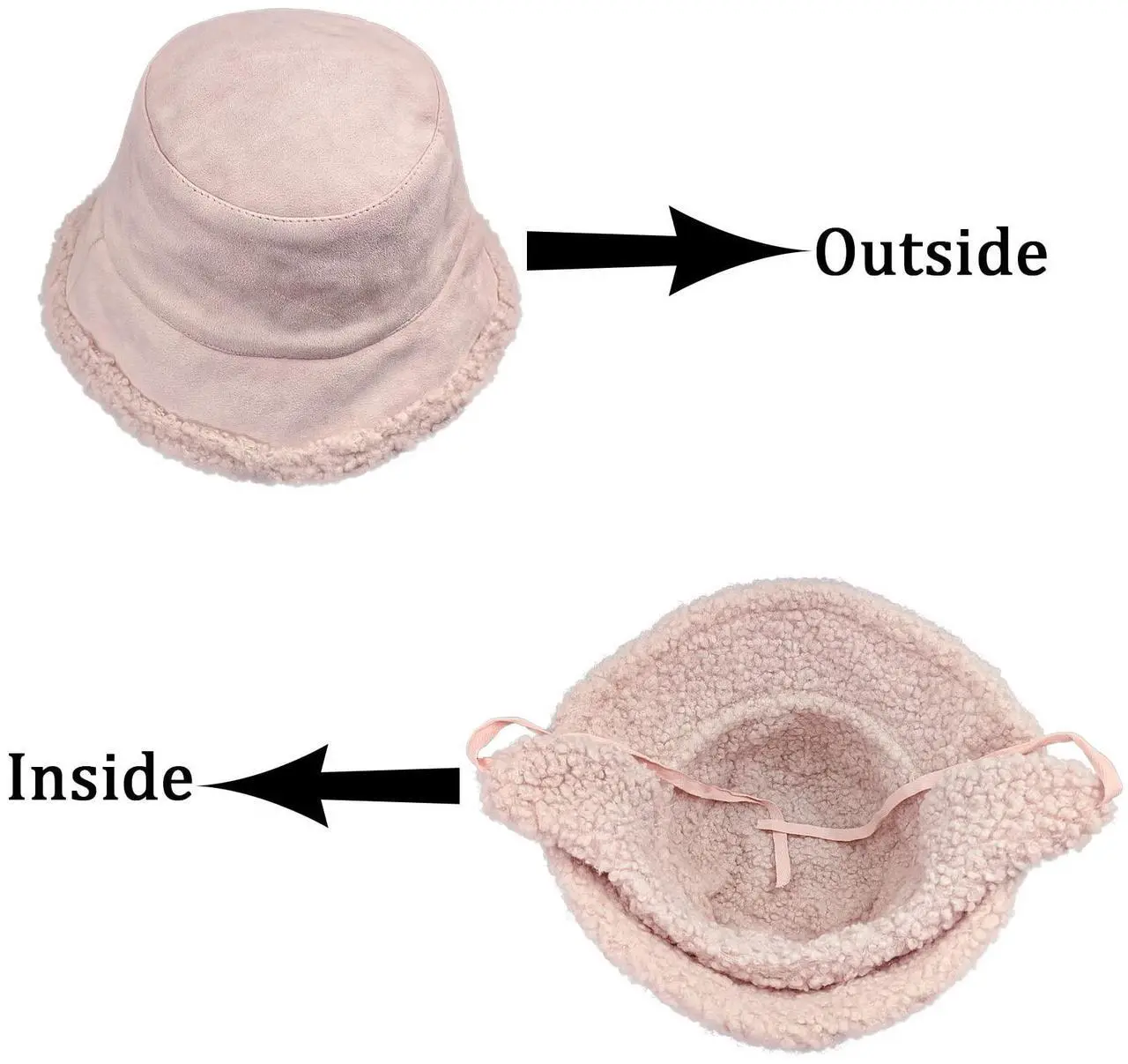 Alt view image 6 of 6 - Cute Women Winter Warm Thermal Windproof Faux Fur Bucket Hat, Teen Girls Fisherman Cap for Cold Weather WH1 (Khaki)