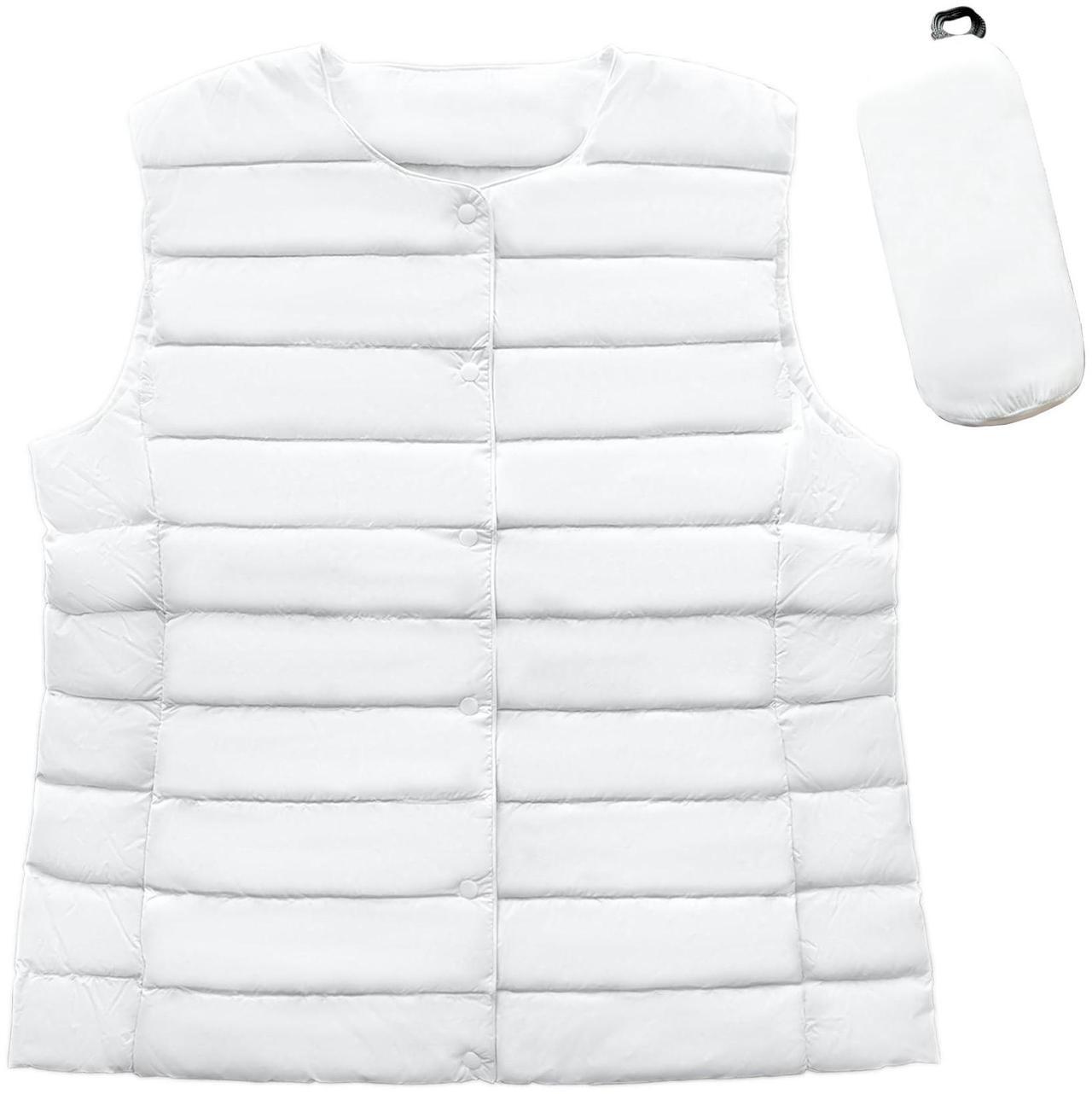Main image of SYAYA Womens Puffer Vest, Crop Down Vest Sleeveless for Women, Winter Outerwear Warm Cropped Corduroy Jacket Coat U-SY-V1 (US, Alpha, XX-Large, Regular, Regular, White)