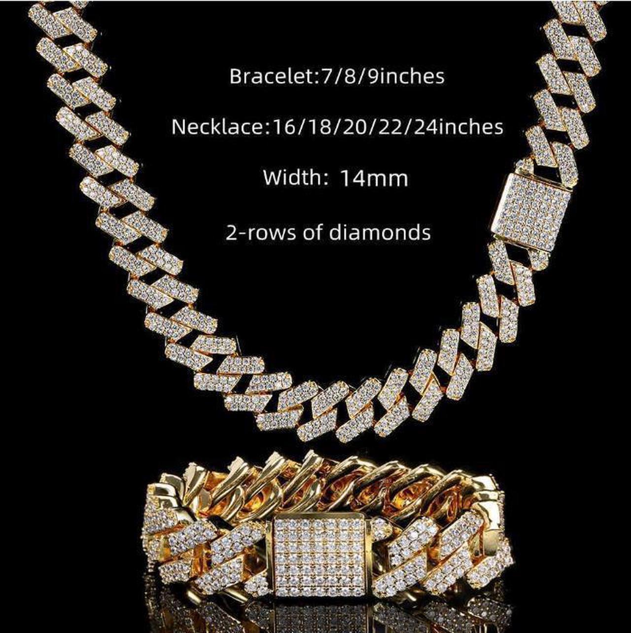 Alt view image 6 of 7 - Men Iced Out Miami Cuban 18K Gold Plated Bling Crystal Diamond Cuban Link Chain Hip Hop Punk Men Elegant Chain Necklaces Jewelry Gold 18"