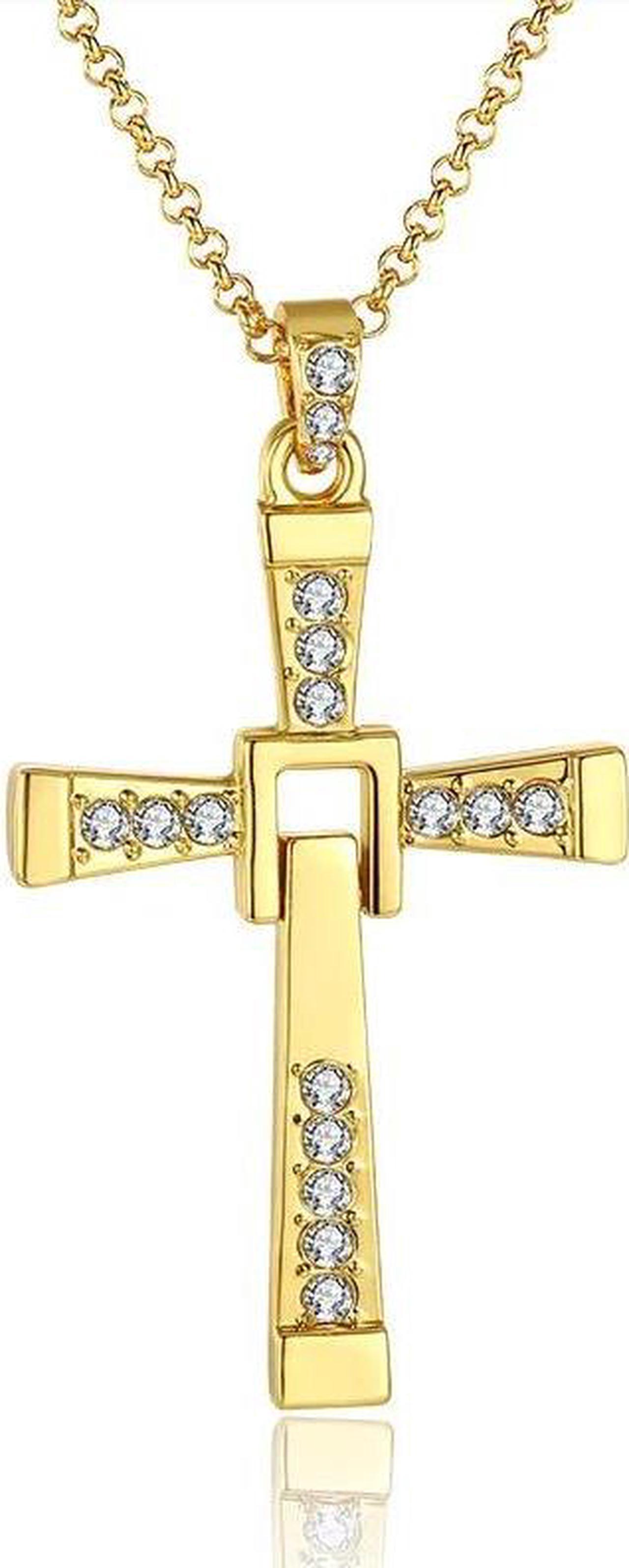 Men 18K Gold/Silver Plated Cross Pendant Necklace Genuine Austrian Crystal Fashion Costume Women Necklaces Jewelry Gold