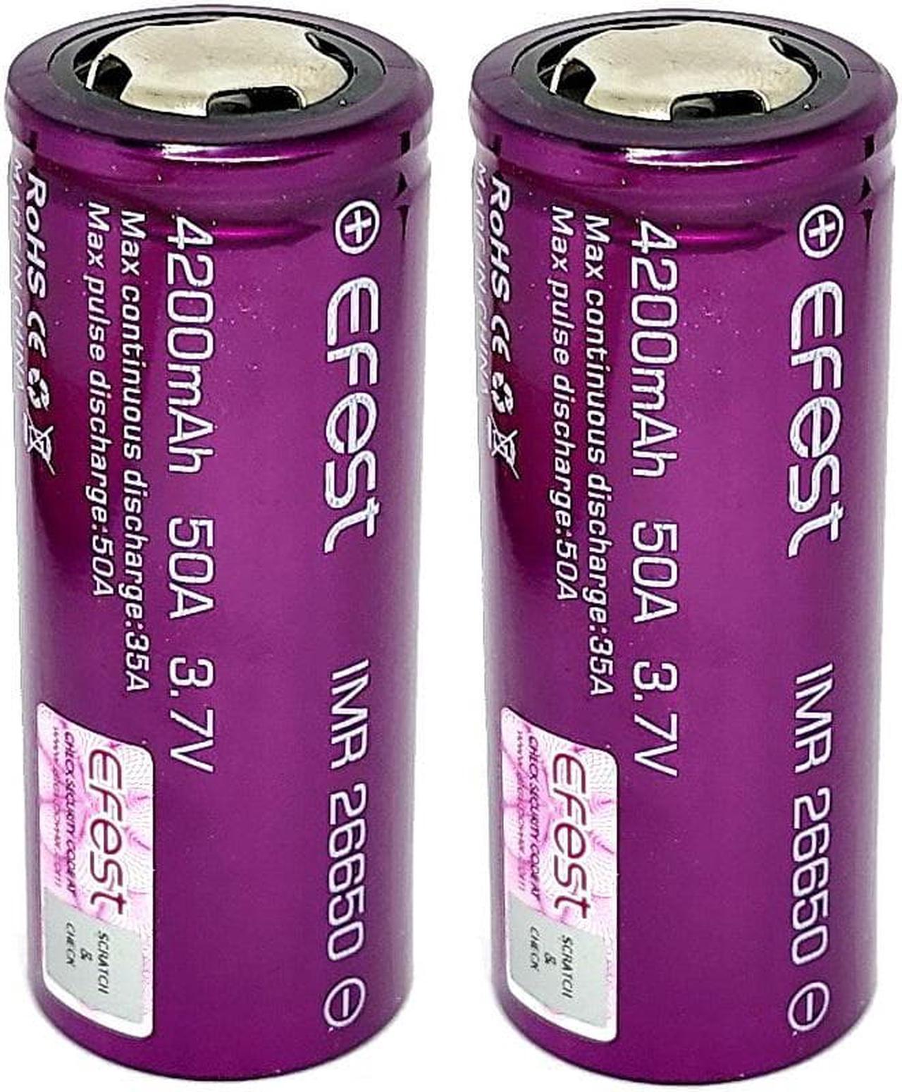 Main image of EFest 2PCS 26650 Rechargeable Battery 3.7V 4200mAh 35A Li-ion For Flashlight Torch Battery