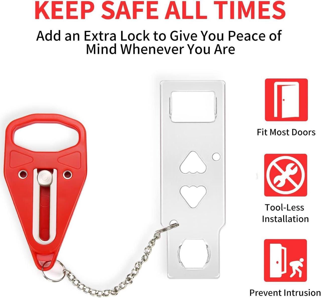 Alt view image 3 of 7 - Portable Door Lock Extra Lock for Additional Safety and Privacy Perfect, Prevent Unauthorized Entry, Protect Family Security in Traveling,Home,Bedroom,Hotel,Apartment 2 Pack