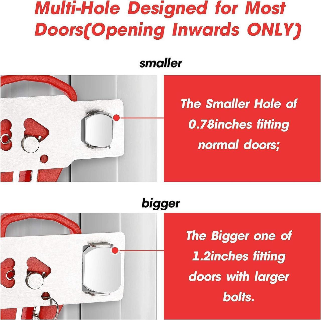 Alt view image 4 of 7 - Portable Door Lock Extra Lock for Additional Safety and Privacy Perfect, Prevent Unauthorized Entry, Protect Family Security in Traveling,Home,Bedroom,Hotel,Apartment 2 Pack