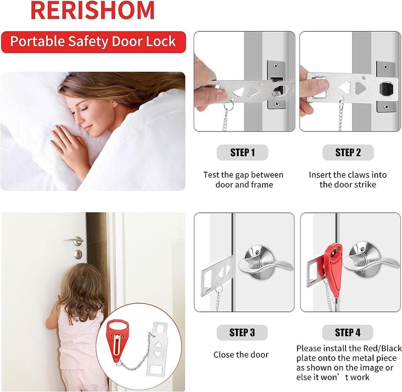 Alt view image 5 of 7 - Portable Door Lock Extra Lock for Additional Safety and Privacy Perfect, Prevent Unauthorized Entry, Protect Family Security in Traveling,Home,Bedroom,Hotel,Apartment 2 Pack