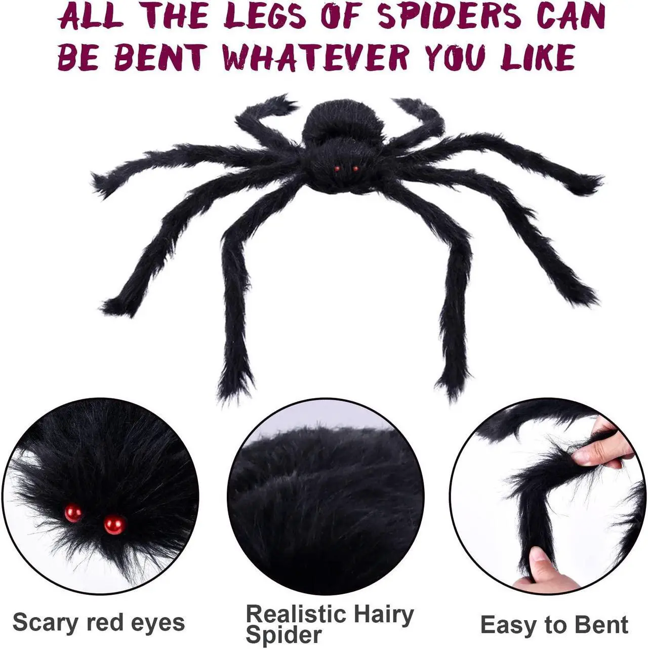 Alt view image 3 of 7 - Halloween Decorations Outdoor 200'' Triangular Spider Web+80'' Giant Fake Spiders, and 20 Small Spiders, and 40g Stretch Cobweb for Home Outside Yard Costumes Party Haunted House Garden Lawn
