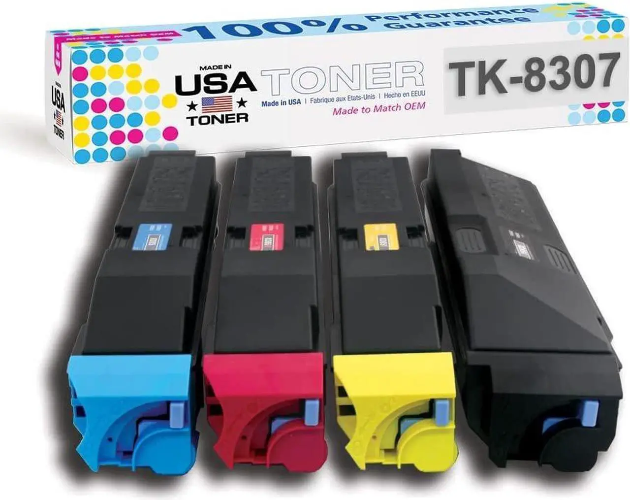 Main image of MADE IN USA TONER Compatible Replacement for Kyocera 3050ci, 3051ci, 3550ci, 3551ci TK-8307, Copystar TK-8309 (Black,Cyan,Yellow,Magenta, 4 cartridges)