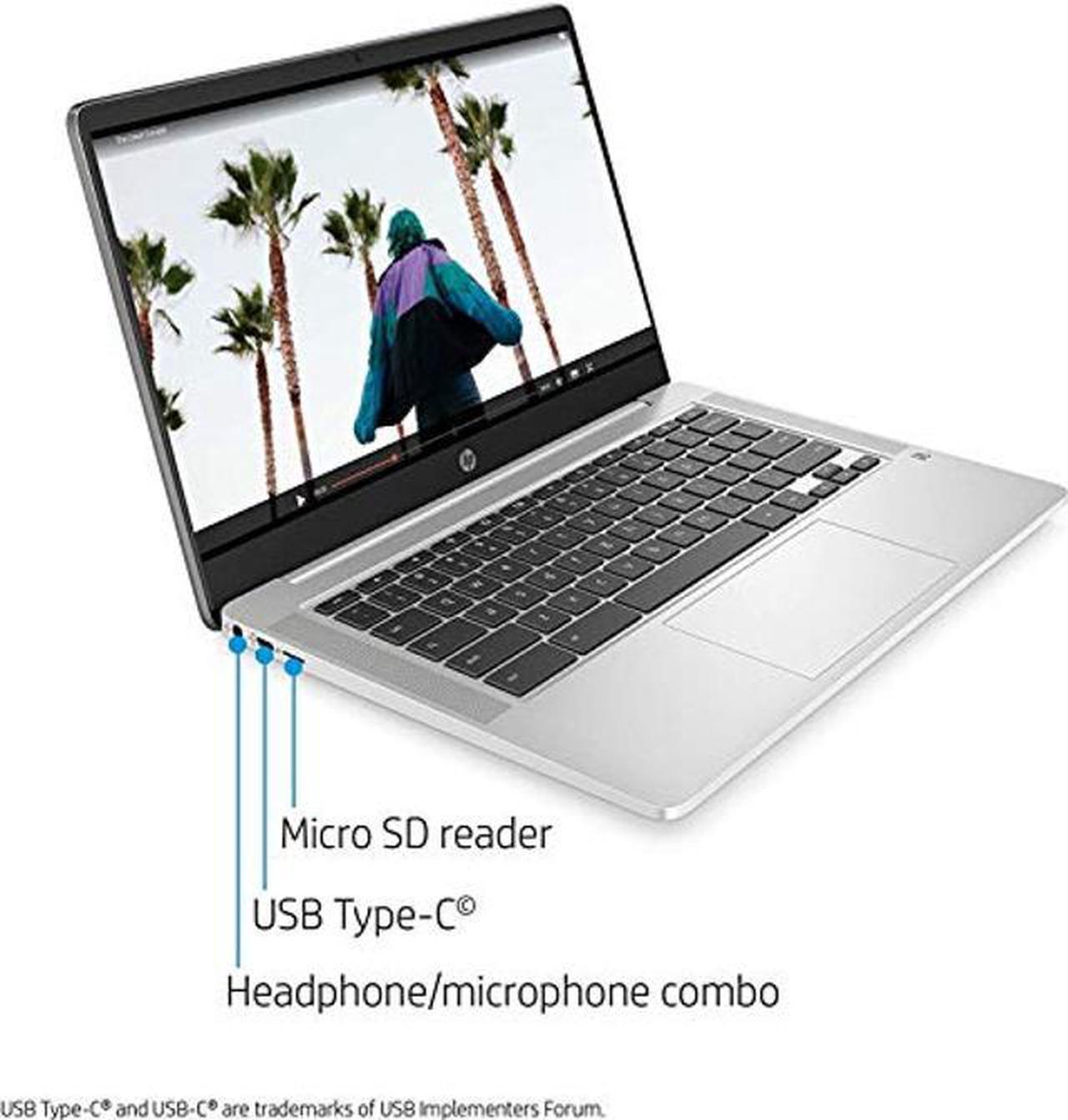Alt view image 3 of 5 - HP 14 Chromebook Laptop Computer 14" HD SVA Anti-Glare Display Intel Celeron Dual-Core N5000 Processor 4GB DDR4 64GB eMMC Backlit WiFi Webcam Chrome OS Google Classroom Compatible w/ 32GB SD Card