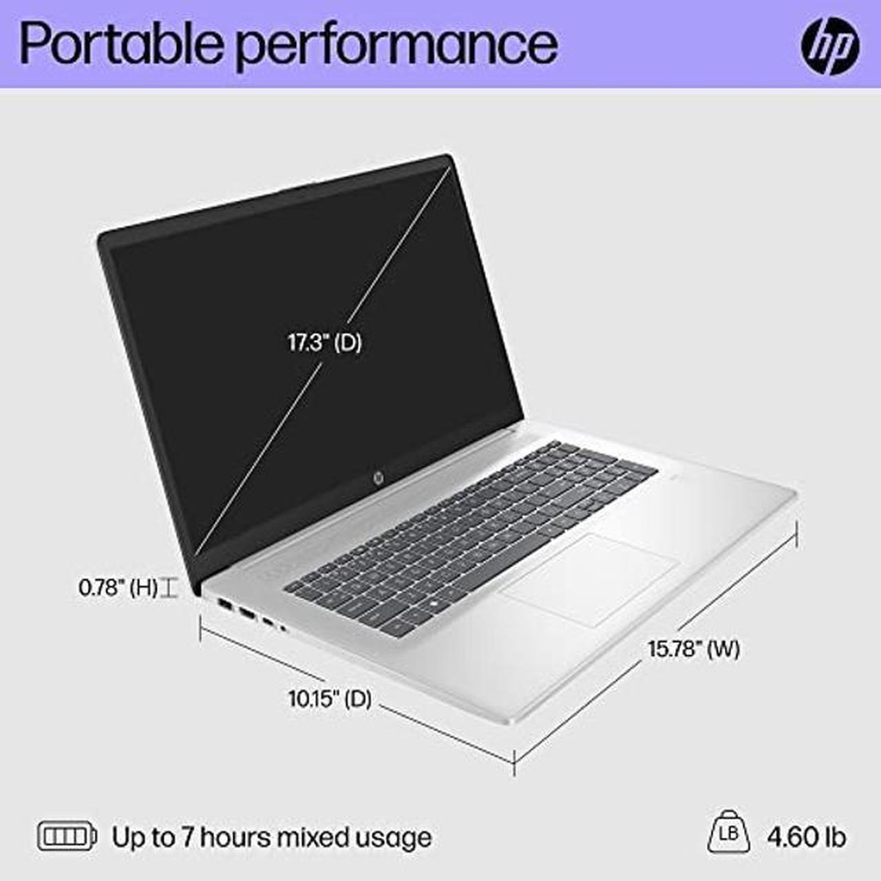 Alt view image 5 of 5 - HP 17 inch Laptop, HD+ Display, Intel Core i5-1235U, 8 GB RAM, 512 gb SSD, Intel Iris Xe Graphics, Windows 11 Home, 17-cn2099nr (2023).