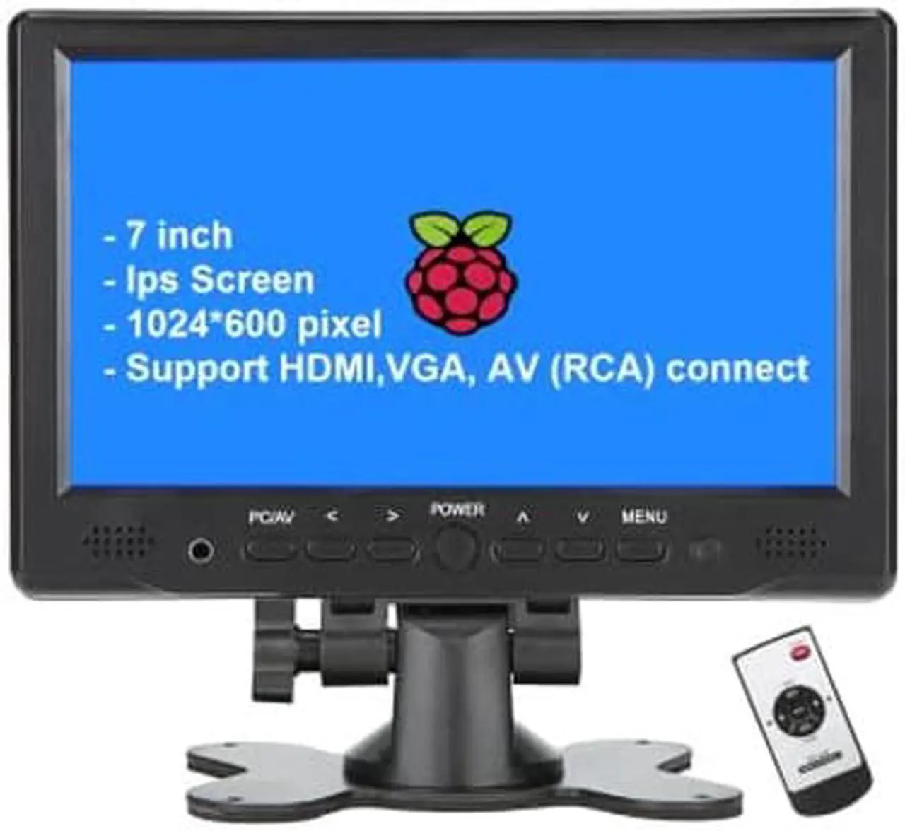Main image of LONCEVON-7 inch Mini Monitor Small HDMI Monitor Portable HD 1080P VGA Monitor LCD Screen for PC/Mac Mini/TV/Raspberry PI/Camera/Gaming; IPS 1024X600 Pixels, Build in Speakers & Earphone Jack