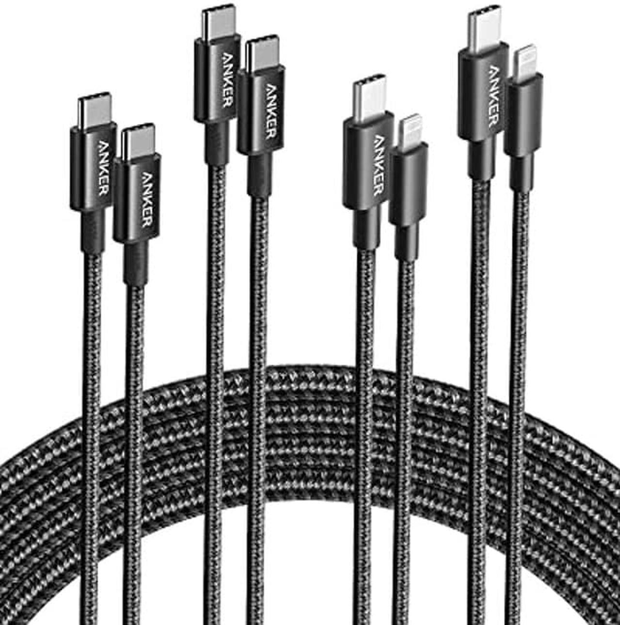 Main image of Anker 333 USB C to USB C Cable (6ft 100W, 2-Pack), USB 2.0 Type C Charging Cable Fast Charge & Anker New Nylon USB-C to Lightning Cable, 331 Lightning Charging Cord (Black, 2Pack, 6ft), MFi Certified