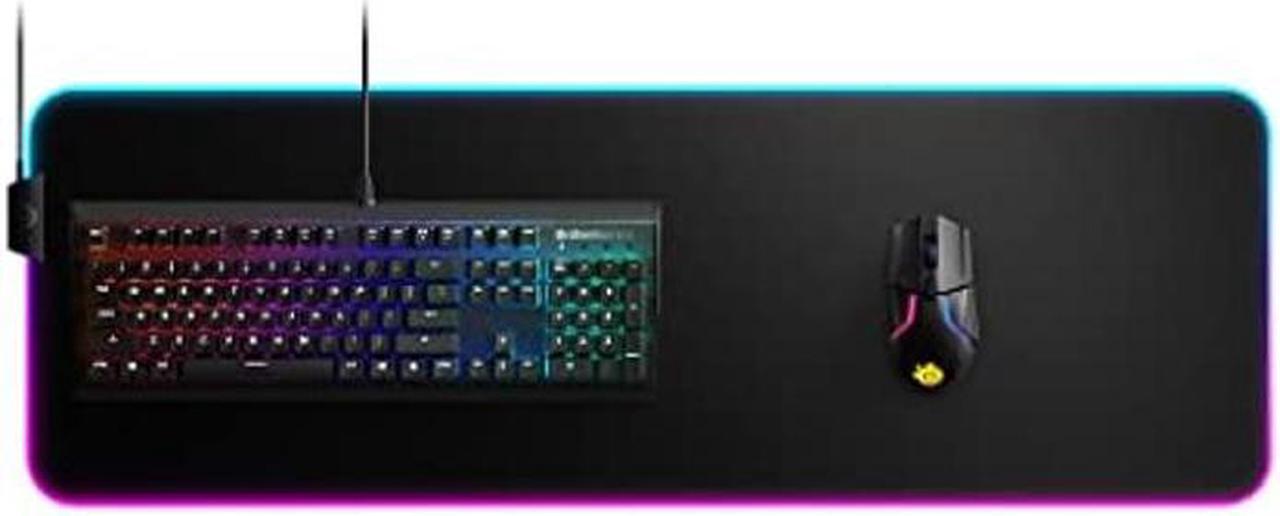 Alt view image 3 of 5 - SteelSeries QcK Prism Cloth XL Gaming Mouse Pad, 2 Zones, RGB Illumination, 3.5 x 11.8 x 0.1 inches (9 x 30 x 0.4 cm), Black