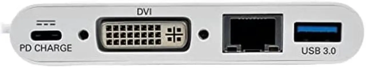 Alt view image 3 of 5 - Tripp Lite USB C to DVI Multiport Video Adapter Converter 1080p w/ USB-A Hub, USB-C PD Charging, Gigabit Ethernet Port , Thunderbolt 3 Compatible, USB Type C, USB Type-C (U444-06N-DGU-C)