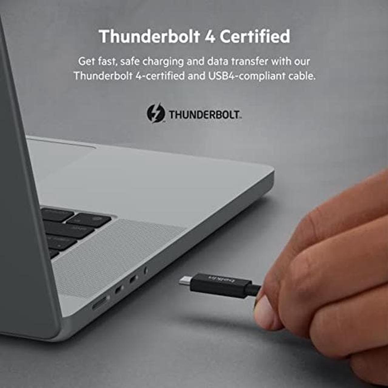 Alt view image 3 of 5 - Belkin Thunderbolt 4 Cable (2M, 6.6ft Power Cable) - USB C Cable - USB Type C to Type C Cable with 100W Power Delivery PD, USB 4 Compliant - Compatible with Thunderbolt 3, MacBook Pro, eCPU & More