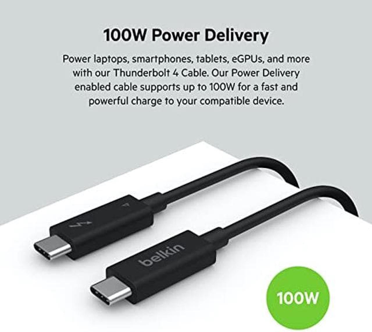 Alt view image 4 of 5 - Belkin Thunderbolt 4 Cable (2M, 6.6ft Power Cable) - USB C Cable - USB Type C to Type C Cable with 100W Power Delivery PD, USB 4 Compliant - Compatible with Thunderbolt 3, MacBook Pro, eCPU & More