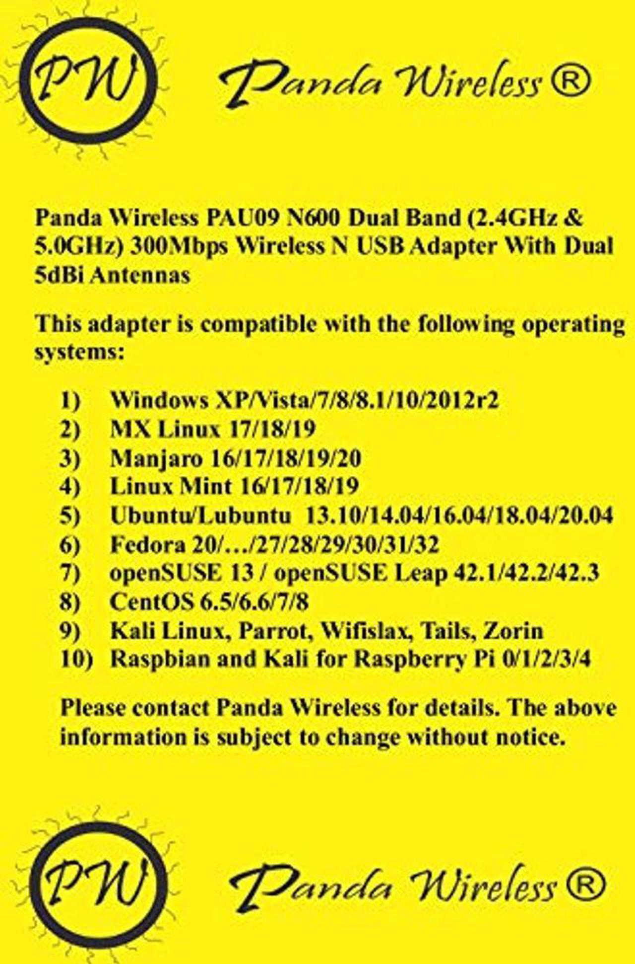 Alt view image 2 of 5 - Panda Wireless PAU09 N600 Dual Band (2.4GHz and 5GHz) Wireless N USB Adapter W/ Dual 5dBi Antennas - Windows XP/Vista/7/8/8.1/10/11, Mint, Ubuntu, openSUSE, Fedora, Centos, Kali Linux and Raspbian