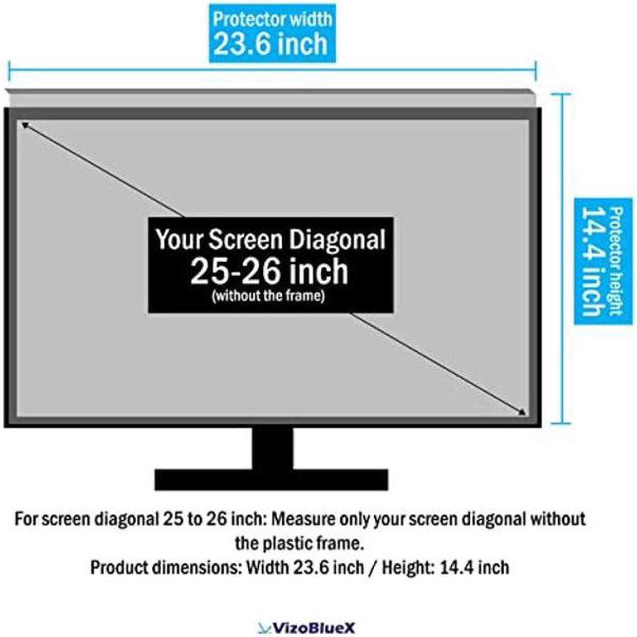 Alt view image 2 of 5 - 25-26 inch VizoBlueX Anti-Blue Light Filter for Computer Monitor. Blue Light Monitor Screen Protector Panel (23.6 x 14.4 inch). Blocks Blue Light 380 to 495 nm. Fits LCD, TV and PC, Mac Monitors