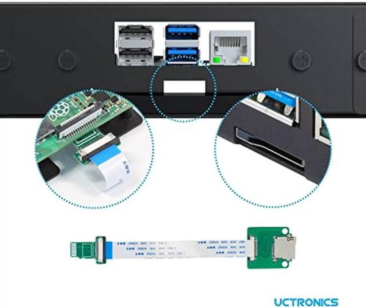 Alt view image 5 of 5 - UCTRONICS 19" 1U Raspberry Pi Rack Mount with SSD Mounting Brackets, Thumbscrews Front Removable Bracket Supports Up to 4 Raspberry Pi 3B/3B+, 4B and 4 SSDs, Option SD Card Adapter